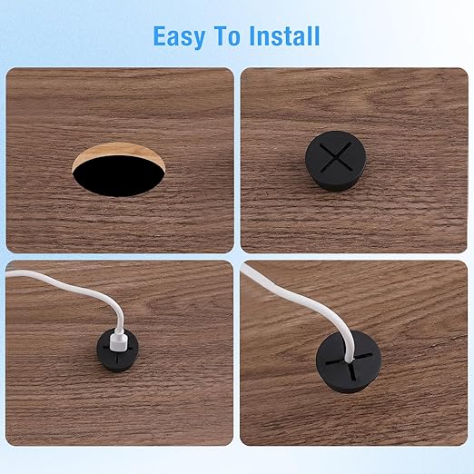 Desk Grommet, 1 in 25 mm Silicone Rubber Grommets, Black Desk Hole Cover for Cables, Flexible Wall Cord Pass Through Grommet for Office Table Computer Home Furniture Wire Organizer-15 Pcs