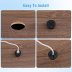 Desk Grommet, 1 in 25 mm Silicone Rubber Grommets, Black Desk Hole Cover for Cables, Flexible Wall Cord Pass Through Grommet for Office Table Computer Home Furniture Wire Organizer-15 Pcs