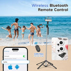 Metal Selfie Stick Tripod for iPhone with Light,70 inch Cellphone Selfiestick with Remote,Phone Tripod Holder for Video Recording,Portable Travel Selfie Stick Compatible with iPhone,Android and Gopro