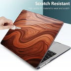 TWOLSKOO Compatible with M4 MacBook Air 13.6 inch Case 2025-2022 Release M4 A3240 M3 A3113 M2 A2681, Plastic Hard Shell & Keyboard Cover & Type C Adapter & Screen Protector, Wood Grain