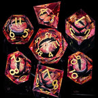 ARUOHHA DND Resin Dice Dragon Eye Dice Liquid Core Red Sharp Edged Dice Set with Gift Box, Polyhedral D and D Dice Set Role Playing Game D20 D12 D10 D8 D6 D4