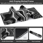 Black and White Marble Desk Mat,Large Marble Ink Texture Gaming Keyboard Mouse Pad,Non-Slip Rubber Base Desk Pad Thick Stitched Edges Waterproof Mousepad Mouse Mat 31.5"x11.8"