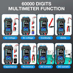 11 In 1 Network Cable Tester with 60000 Digit Multimeter 7 Wavelengths OPM 10Km/10mW VFL 600M Measurable Length 100 Records Tool Kit for CAT5 CAT6 Telephone Ethernet RJ11 RJ45 PoE Wire Tracer NCV,Blue