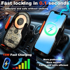 Wireless Car Charger, 15W Fast Charging Auto-Clamping Car Charger Phone Mount Air Vent Cell Phone Holder Compatible with iPhone 16 Pro Max/15/14/13/12/11, Samsung Galaxy S23/S22/S21/S20, etc