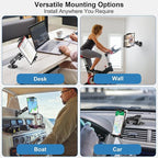 Heavy Duty Tablet Mount for Truck & Vehicle, Drill Base Tablet Holder for Truck with Aluminum Arm, Compatible with 4.7"-12.9" Tablets/iPad/Phones, iPad Truck Mount for Dashboard, Walls, Boat