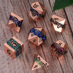 Metal RPG Dice Set,DND Polyhedral Dice Set 7pcs,Metallic Glitter Large Stripe Dice Set for Dungeons and Dragons Role Playing Games