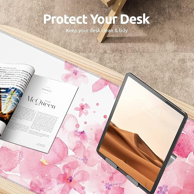 Watercolor Corgi Gaming Mouse Pad, Large Office Desk Mat, Anti-Slip Rubber Base Mousepad for Computer Laptop Keyboard, Smooth Desk Pad for Home Office Gamer Work Accessories 31.5" x 11.8"