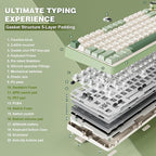 YUNZII B75 PRO Wireless Mechanical Keyboard,75% Layout with Knob,Hot Swap Gasket Structure,Creamy Pre-lubed Switches,RGB Backlit,Bluetooth/Type-C/2.4G for Win/Mac (Matcha Green, Milk Switch)