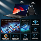 Android 14 Tablet with Keyboard，16GB RAM 128GB ROM 1TB Expand, 8000mAh Battery, 10.1 inch Tablet with 13MP+8MP Camera/Bluetooth/GPS/WiFi/HD Display (Light Blue)