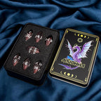 ARUOHHA DND Metal Dice Black Red Dragon Egg Dice with Metal Box, Role Playing Game RPG Polyhedral D and D Dice Set D20 D12 D10 D8 D6 D4