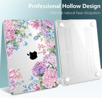 TWOLSKOO Compatible with M4 MacBook Air 15 inch Case 2025-2023 Released Model M4 A3241 M3 A3114 M2 A2941, Plastic Hard Shell & Screen Protector & Keyboard Cover & Trackpad Film, Colorful Hydrangea
