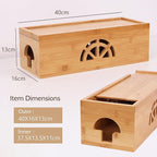 Extra Large Cable Management Box with Lid, Bamboo Cable Box for Cords, Power Strips or Surge Protectors, Hide Loose Wires Behind TVs, Home, Computers, Office Desks by HTB