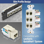 Everest 45° Angled RJ45 Cat6 Keystone Jacks 50-Pack in Ivory - Slim Profile Female RJ45 Connectors - Cat 6 Keystone Jack - Compatible with 45° Angled Speed Termination Tool - 45Term (B0BL3GS7ZY)