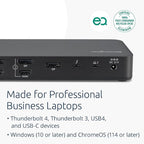 Kensington SD5910T DisplayLink Docking Station Thunderbolt 4, Quad 4K for MacBook Pro/Air M1/M2/M3/M4 with Pro and Max Chipsets, 100W PD, HDMI/DP/TB4, SD/Micro SD Card Slots (K35233NA)