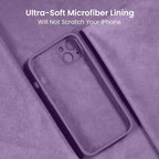 FireNova Designed for iPhone 13 Case, Silicone Upgraded [Camera Protection] Phone Case with [2 Screen Protectors], Soft Anti-Scratch Microfiber Lining Inside, 6.1 inch, Light Purple