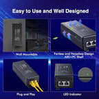 MokerLink 2.5 Gigabit PoE Injector, 802.3af/at/bt 60W, 2.5G/1G/100M Ethernet, Plug & Play, Non-PoE to PoE Adapter, Distance Up to 100 Meters (328 ft.)