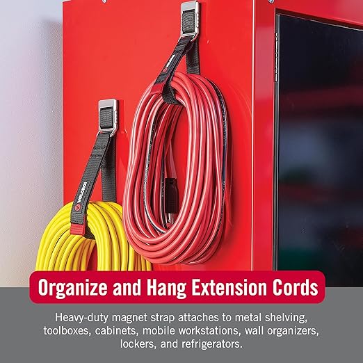 VELCRO Brand Heavy Duty Magnetic Storage Strap, Holds 15lbs, For Metal Surfaces such as Cabinets, Tool Boxes, Refrigerators and Shelves. Hang Tools, Extension Cords, Hoses, Large 24in x 1.25in