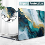 TWOLSKOO Compatible with M4 MacBook Air 13.6 inch Case 2025-2022 Release M4 A3240 M3 A3113 M2 A2681, Plastic Hard Shell & Keyboard Cover & Type C Adapter & Screen Protector, Graphite Marble