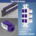 Everest 45° Angled RJ45 Cat6A Keystone Jacks 10-Pack in Purple - Slim Profile Female RJ45 Connectors - Cat 6A Keystone Jack - Compatible with 45° Angled Speed Termination Tool - 45Term (B0BL3GS7ZY)