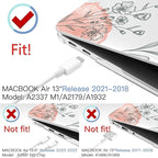 MEEgoodo for MacBook Air 13.3 inch Case 2021 2020 2019 2018 A2337 M1 A2179 A1932, Clear Case for MacBook Air M1 with Keyboard Webcam Cover & Trackpad Film & Type C Adapter,Watercolor Floral 3