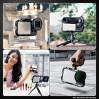 NEEWER 16 Pro Cage, Quick Release Video Rig Phone Stabilizer Compatible with iPhone 16 Pro with Adapters of 67mm Filter, 17mm Lens & T Mount Lens, Full Camera Control Access, PA073
