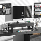 Computer monitor stand with 2 drawer ，Laptop Desk Shelf & Monitor Riser ,22W charging , 2 USB 3.0 , and 1 USB 2.0，21.6 inches long desk riser Monitors/PC/Laptop/Computer Space Saver Organizer ，Heavy Duty Gift Gaming Studio Office (USB Hub Fast Charging...