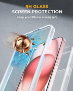 Miracase Glass Series Designed for iPhone 15 Plus Case 6.7',Full-Body Military Drop Proof 15 Plus Phone Case Cover with Built-in 9H Tempered Glass Screen Protector,Frosted Clear