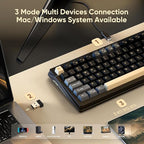 RedThunder K95 Wireless Mechanical Keyboard, TFT Screen & Knob, Tri-Mode BT5.0/2.4GHz/USB-C Hot Swappable Custom, Pre-lubed Linear Pink Switches, Gasket Structure, RGB Gaming Keyboard, Black-Gold