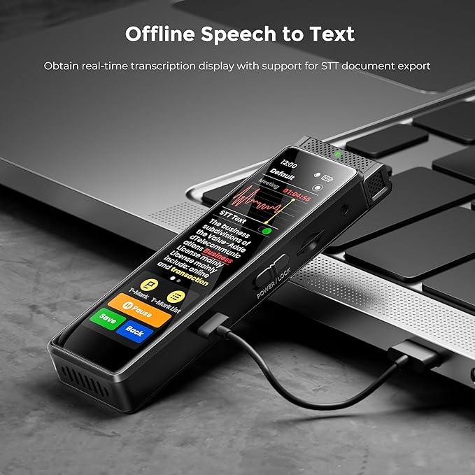 136GB Digital Voice Recorder with Playback, Innioasis R1 Full Touchscreen Voice Recorder with Bluetooth, Voice Activated Sound Audio Recorder Device with Mic (Black)