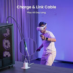 KIWI design Link Cable with Charging 16FT Compatible with Meta Quest 3s/3/2/ Pro/Pico 4 Accessories and PC/SteamVR, USB 3.0 to USB C Link Cable with 5Gbps Super Speed for Extended Gameplay, Black