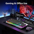 AULA Keyboard, T102 104 Keys Gaming Keyboard and Mouse Combo with RGB Backlit Number Pad, All-Metal Panel Waterproof Light Up PC Keyboard, USB Wired Computer Keyboards Gaming for MAC Xbox PC Gamer