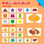 24 Set Color & Shape Puzzles, Self-Correcting Puzzle Matching Game Educational Hands-on Activities for Toddlers, Kindergarten, First Learning Learning Games Toys for 3 Years Old