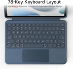 HOU Combo Keyboard Case for iPad 9th Generation (10.2", 2021)/8th Gen/7th Gen/iPad Air 3/Pro 10.5 Multi-Touch Trackpad,7 Color Backlight,Rotatable & Detachable,Portrait/Landscape Modes,Navy Blue