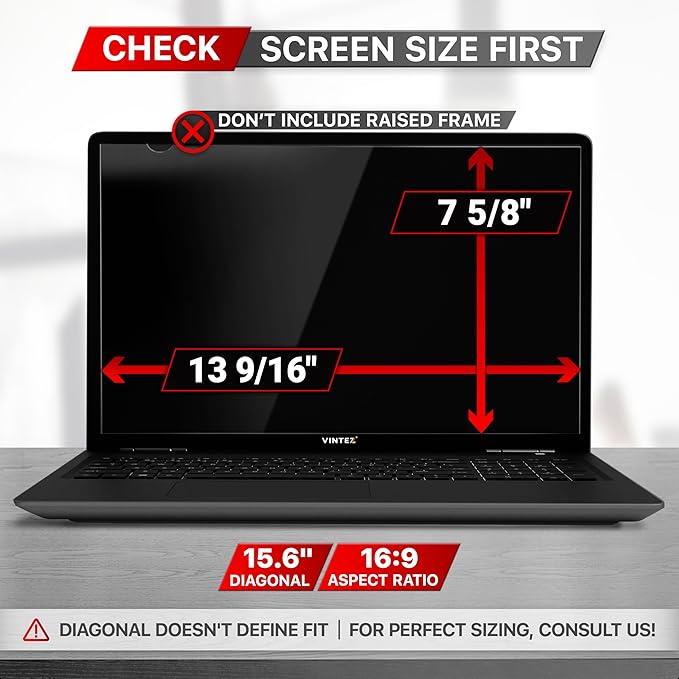 VINTEZ 15.6 Inch 16:9 Privacy Screen for Computer Monitor and Laptop - Anti Glare Protector Film Blue Light Filter Eye Protection - Computer Screen Privacy Shield, [1 Pack]