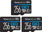 TEAMGROUP GO Card 256GB x 3 PACK Micro SDXC UHS-I U3 V30 4K for GoPro & Drone & Action Cameras High Speed Flash Memory Card with Adapter for Outdoor Sports, 4K Shooting, Nintendo-Switch TGUSDX256GU362