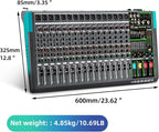 Depusheng MX16 16 Channel Sound Mixer Audio Mixing Console 48V 256DSP Professional USB PC Play Record Podcast Live Broadcast (US MX16)