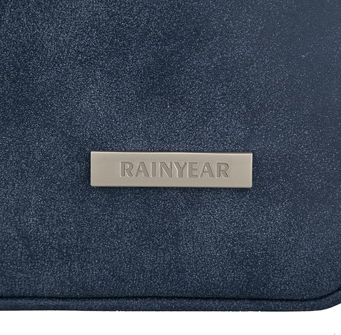 RAINYEAR 15 Inch Laptop Sleeve PU Suede Leather Case Padded Cover Water Resistant Carrying Computer Bag Compatible with 15.4 MacBook Pro/Air, Surface Laptop 3/4 15", New XPS 15 Touch(Deep Blue)