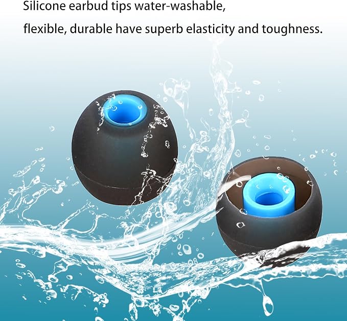 Silicone Earbud Tips - S M L, Fit Most In-Ear Earbuds (Inner Hole 3.8mm - 5.1mm), 9 Pairs