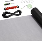 FLYZZZ Window Screen Door Repair Kit, 59‘’X118‘’ Fiberglass Mesh Replacement with Roller Tool/Hook/Spline/Cutter/Clips/Ruler, 7-in-1 Sliding Patio Door & Screen Door Repair Kit, Black