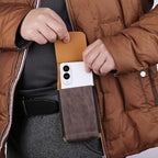 Phone Holster Pouch Case Belt Clip Loops Card Slot for Man iPhone12 13 14 15 16 17,11 12 13 14 15 16 17pro,17Air/Samsung S25 S24 S23 S22 S21 S20/LG/Moto (Brown&Yellow, L(6.1" x3.2''x0.8))