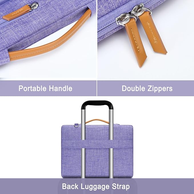 MOSISO 360 Protective Laptop Shoulder Bag,13 inch Computer Bags Compatible with MacBook Air M4 M3 M2 M1 2025-2018/Pro 13 2025-2016,Side Open Messenger Bag with 4 Zipper Pockets, Purple