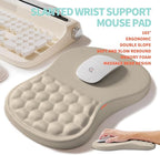 2-in-1 Ergonomic Set, Wave Rise Keyboard Wrist Rest and Massage Bulge Slope Mouse Pad Wrist Support, Cushion Memory Foam Integrated to Relieve Wrist Pain, Apricot