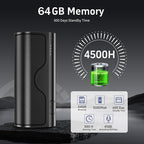 64GB Magnetic Voice Recorder, 800H/35 Days Continuous Recording, Voice Activated Audio Recorder with Stereo Mic, Portable for Lectures, Meetings, Interviews (Black)