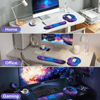 Mouse Pad with Wrist Rest Set, 3-in-1 Wrist Support Mousepad Set, Gaming Mat Pad with Anti-Skid Base,Ergonomic Memory Foam Keyboard Gel Wrist Rest
