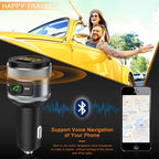 Bluetooth 5.3 FM Transmitter for Car, 3.0 Wireless Bluetooth FM Radio Adapter Music Player FM Transmitter/Car Kit with Hands-Free Calling and 2 USB Ports Charger Support USB Drive