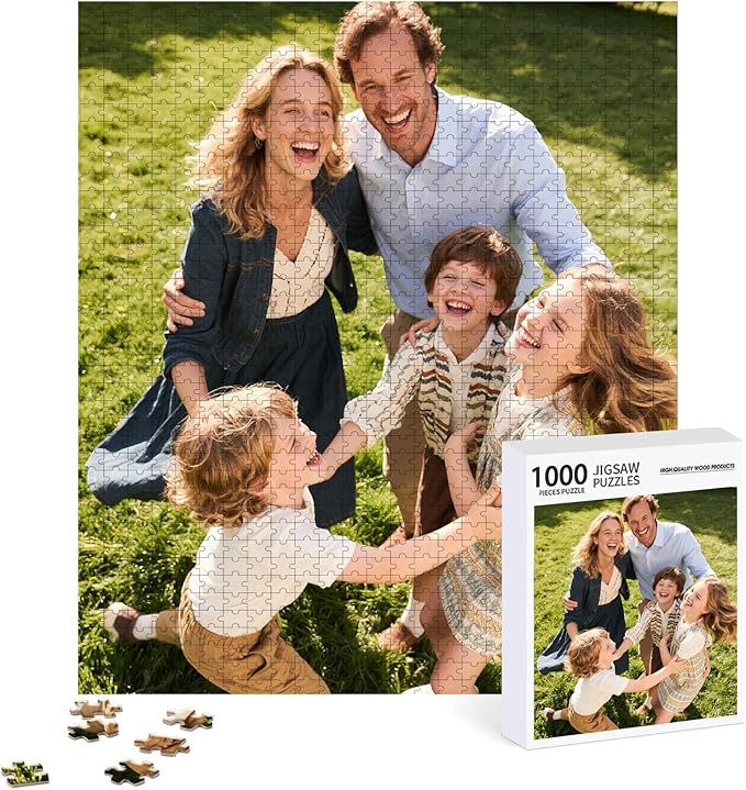 Personalized Photo Puzzle with Glossy Finish – Custom Jigsaw Puzzle 120/200/300/500/1000/1500 Pieces for Family, Couples, Pets, Birthdays, and Weddings (1000-Vertical)