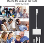 3in1 Lighting to 3.5mm,Headphone Adapter for iPhone, Dual Earphone Jack Audio and Charging Adapter,Headphone Splitter for iPhone 14/13/12/11/XS Max/XR/8/7 Plus /6/ iPad,Support iOS 10 to16