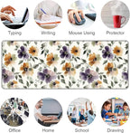 Watercolor Floral Large Mouse Pad,Gaming Keyboard Desk Pad,Extended Mouse Mat Non-Slip Rubber Base with Stitched Edges for Office Game Home XL 31.5"x11.8"