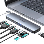 USB C Adapter HDMI Multiport Hub for MacBook Pro/Air M1-M3, 13"-16", 2018-2024: 3 USB A 3.0, SD TF Card Reader, Audio