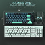Redragon K724 PRO Wireless Gasket Gaming Keyboard w/Hype Screen & Knob, 81-Key Mechanical Keyboard, Easy-Control 1.14’’ TFT Info Display, 5-Layer Noise Dampening, Custom Linear Switch, Dark Jade Color